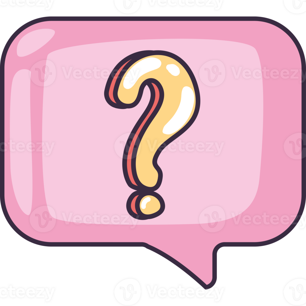 Pink Speech bubble with interrogation sign png