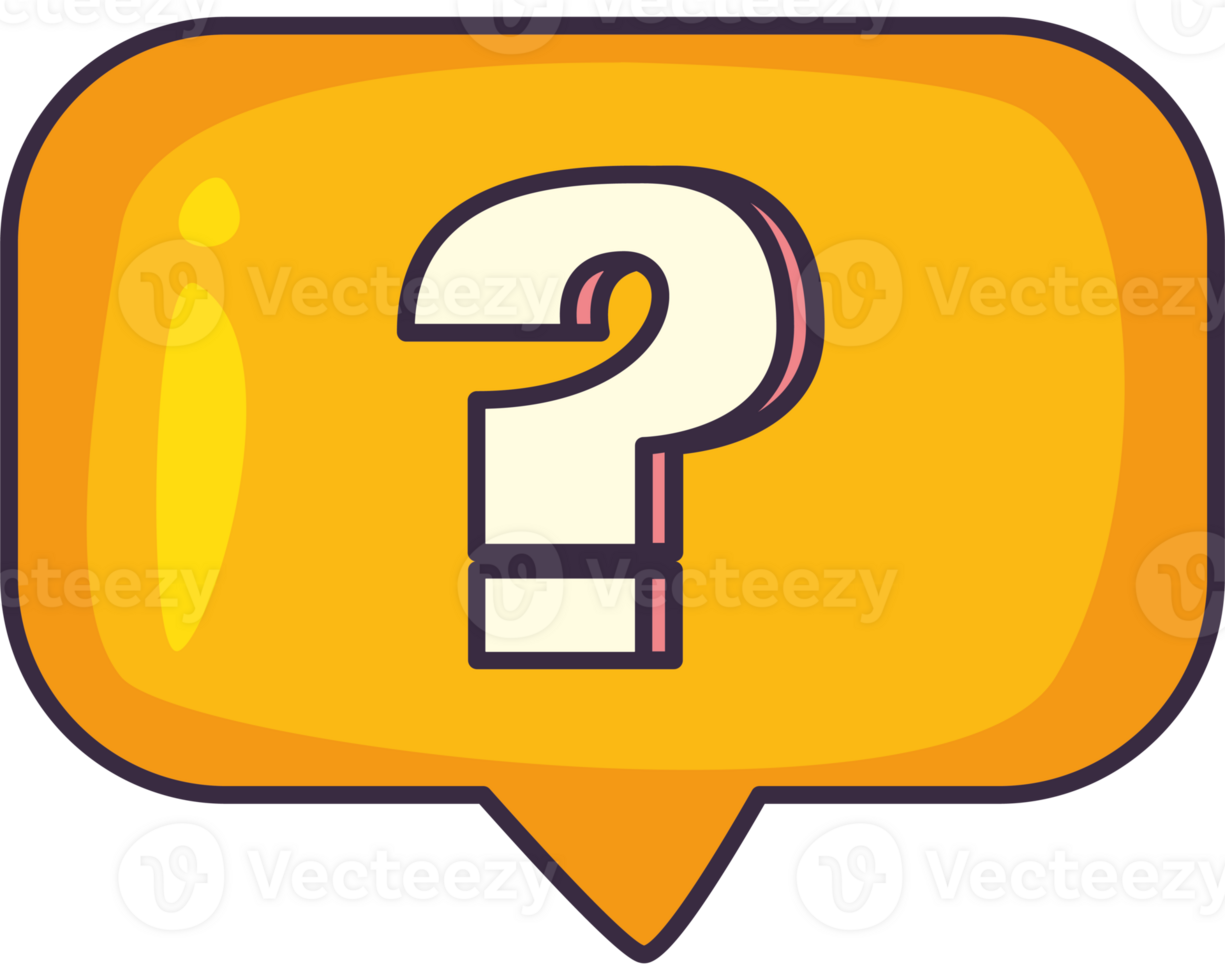 Orange Speech bubble with interrogation sign png