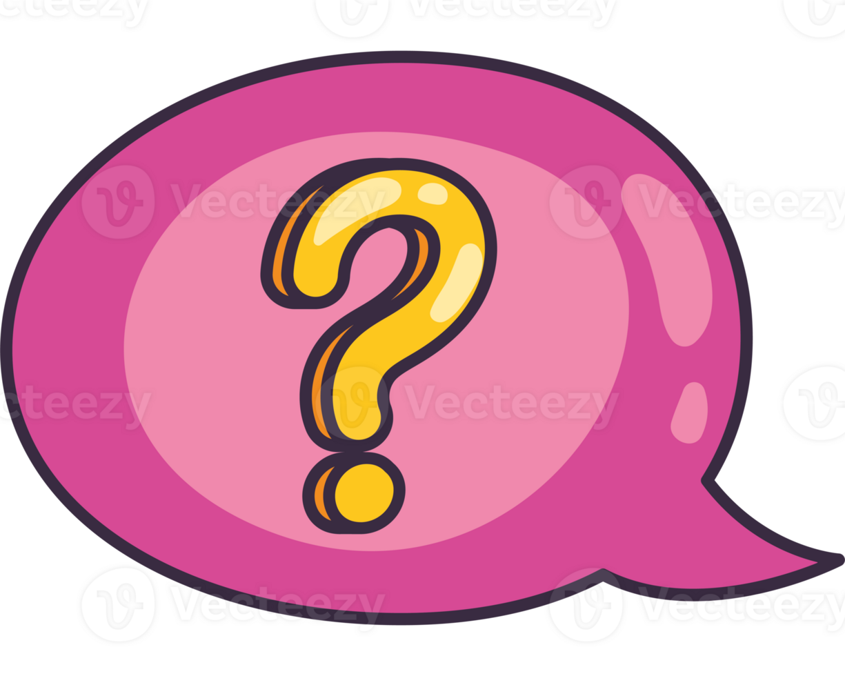 Pink Speech bubble with interrogation sign layout png