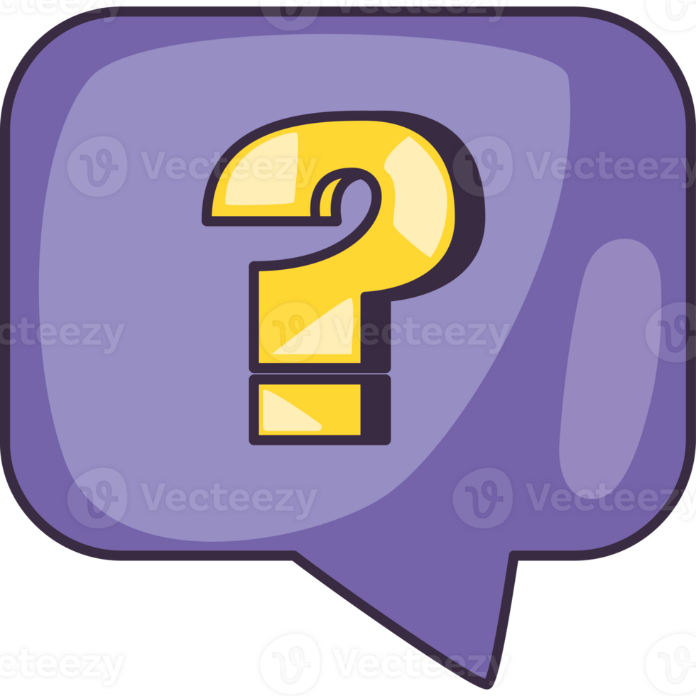 Purple Speech bubble with interrogation sign talking png