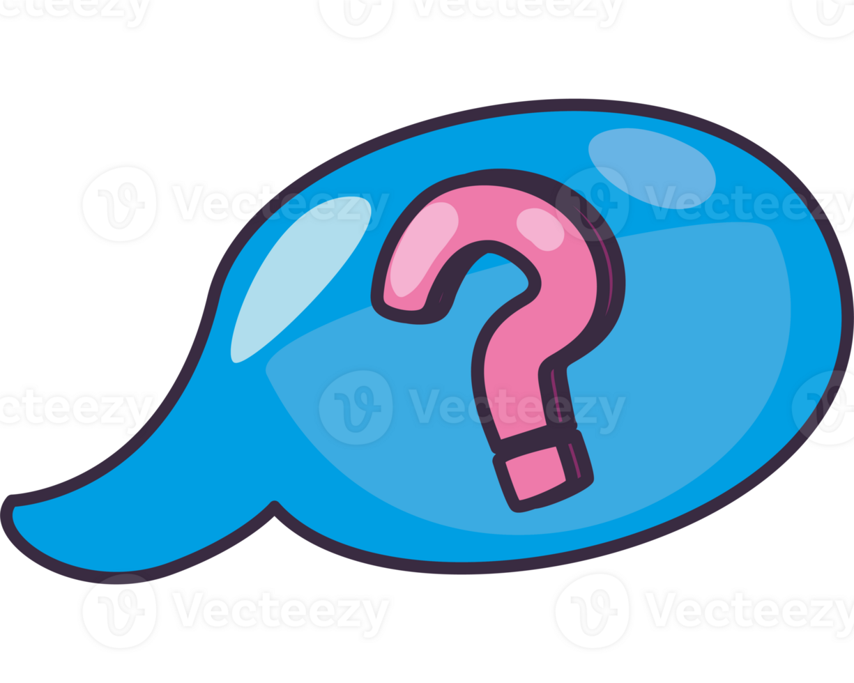 Blue Speech bubble with interrogation sign information png