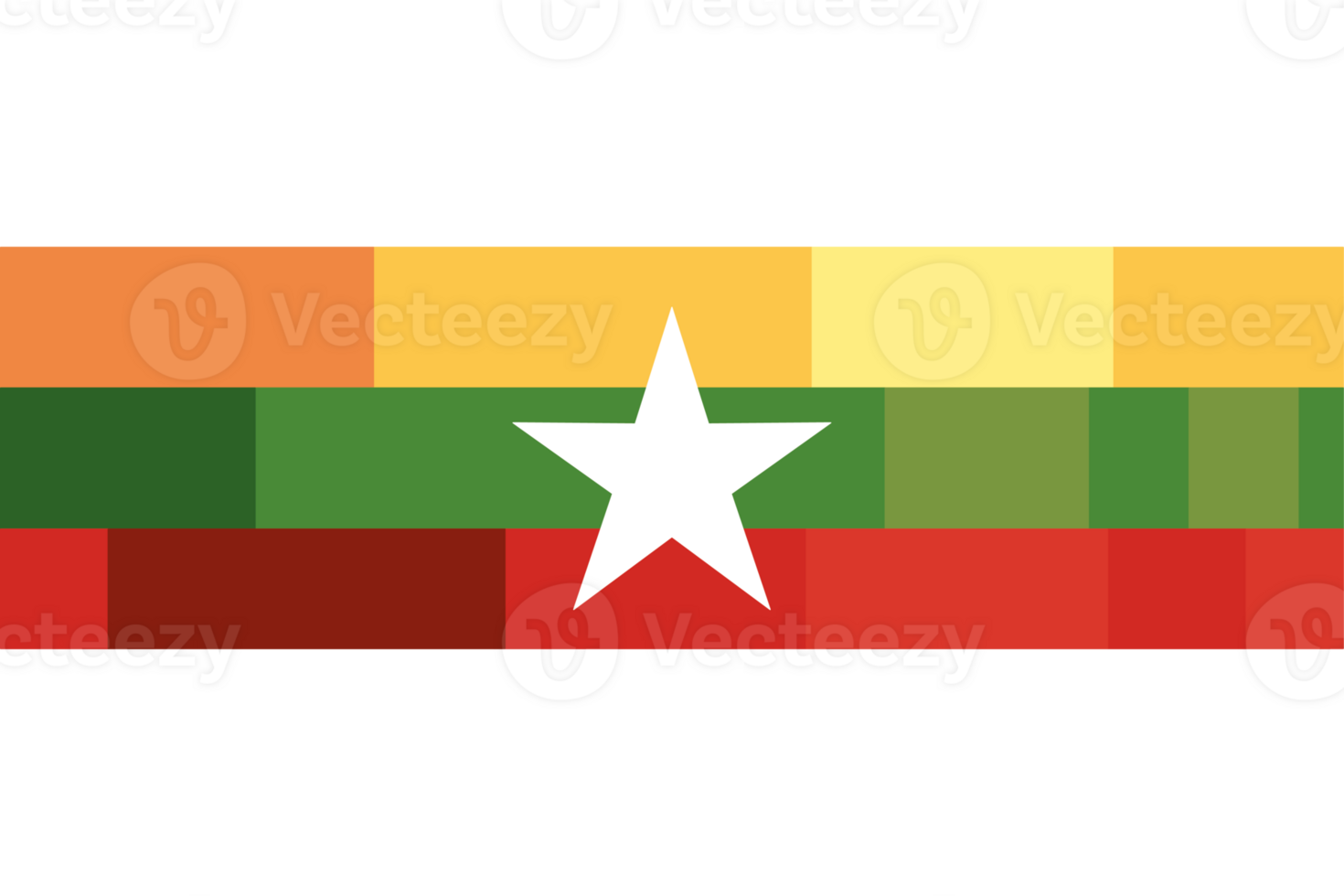 The flag of myanmar is shown in a square pattern icon png