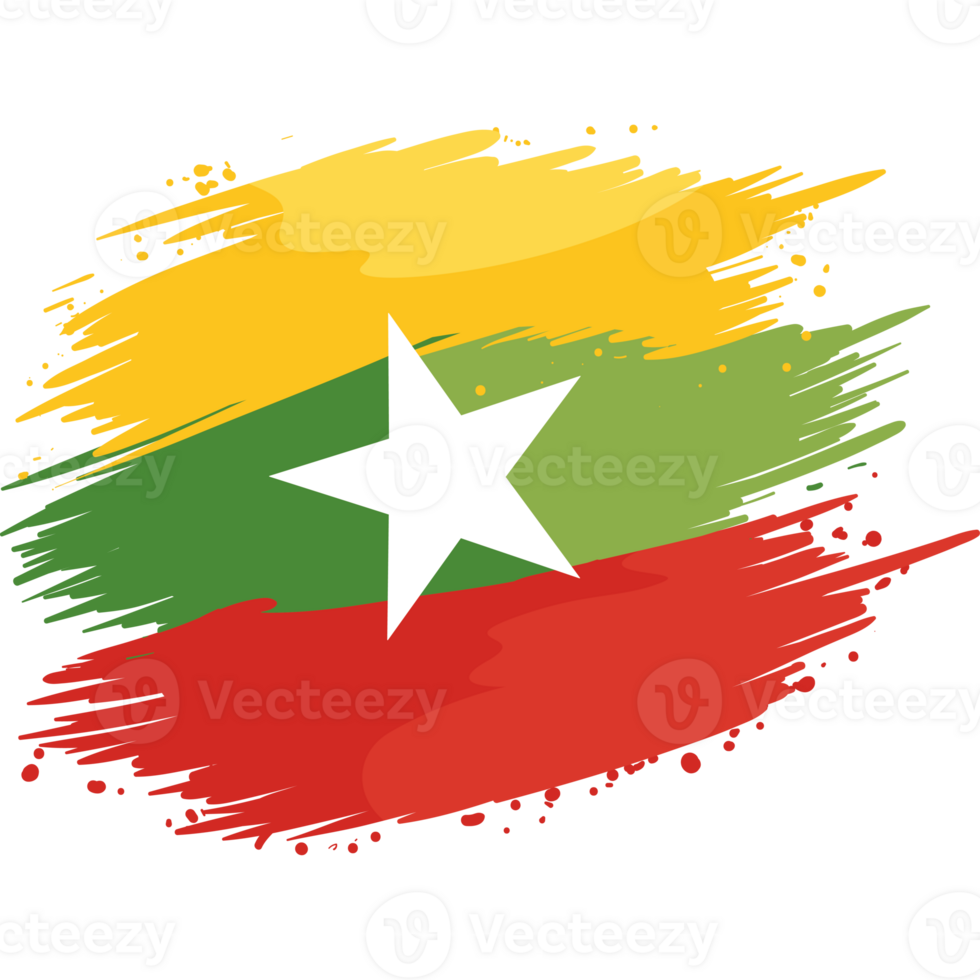 myanmar independence day grunge flag png