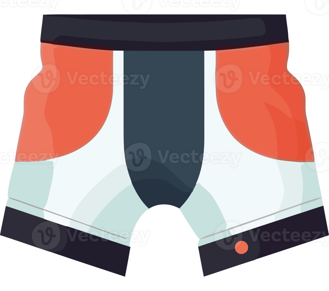 Pair of boxer shorts with a white and orange design icon isolated png