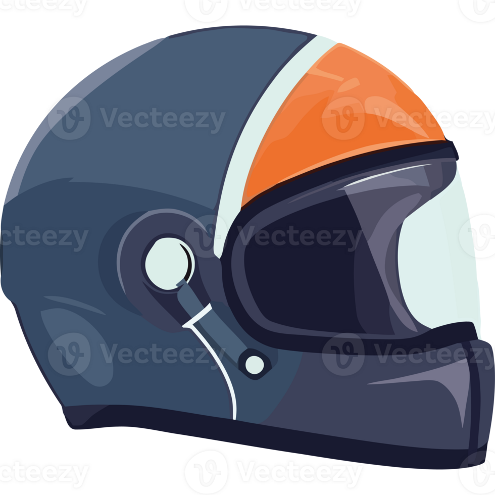 A helmet with an orange and blue visor icon isolated png