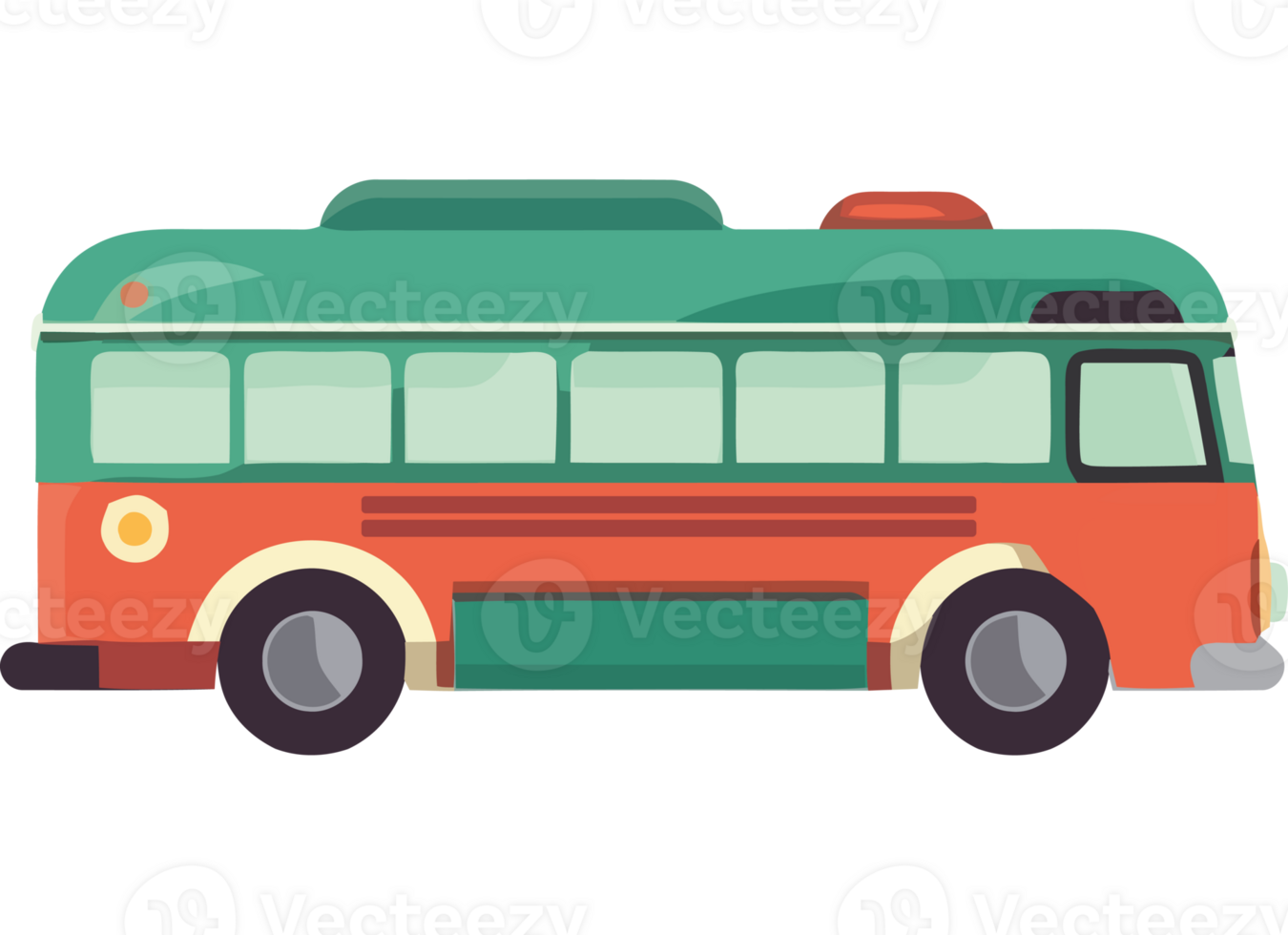 Tour bus driving on flat white wallpaper icon isolated png