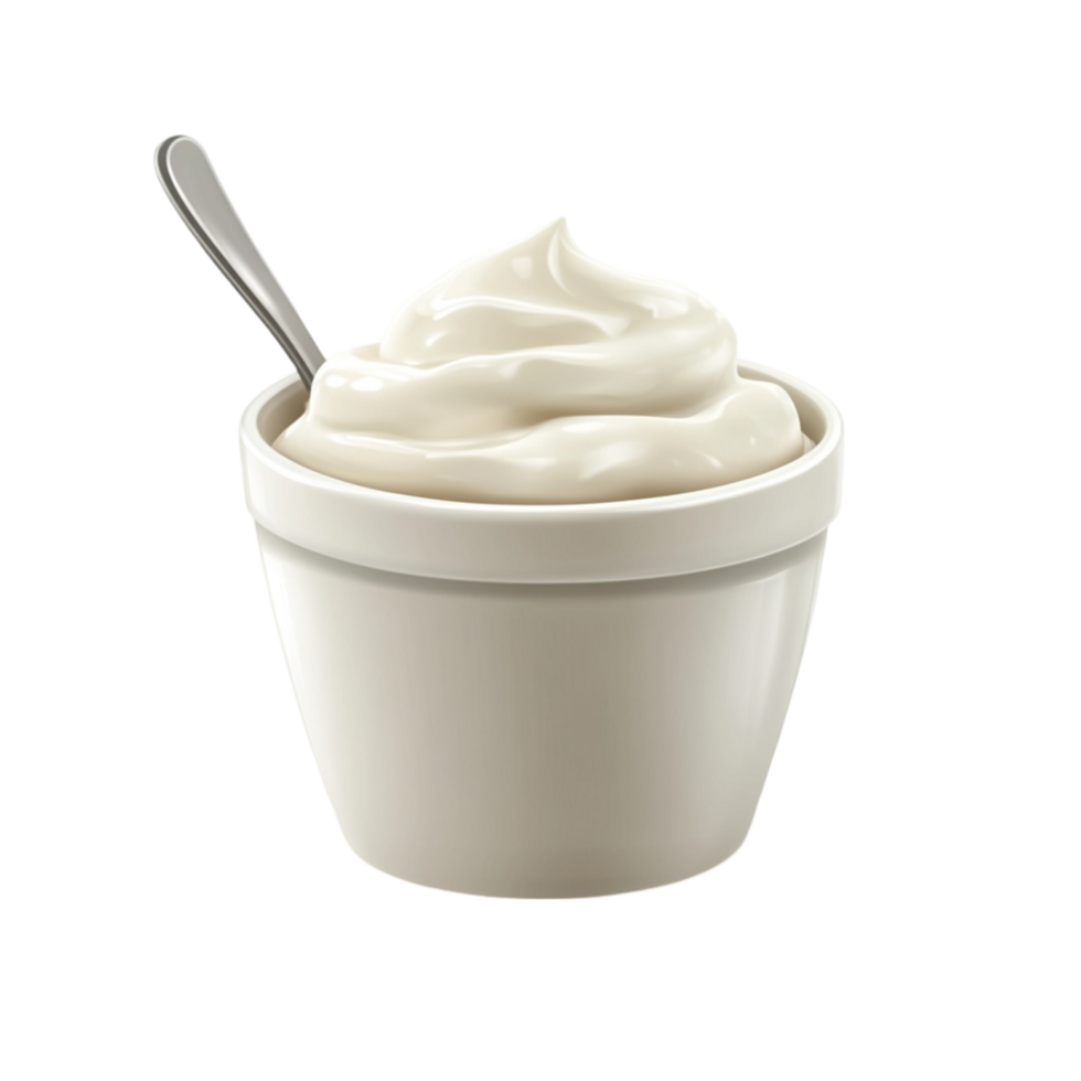 Yogurt in Bowl with Spoon png