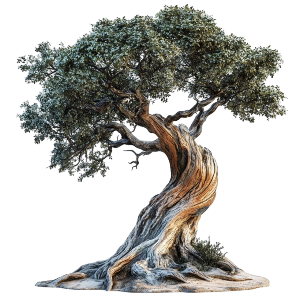 Aged Bonsai Tree with a Twisted Bark Structure png