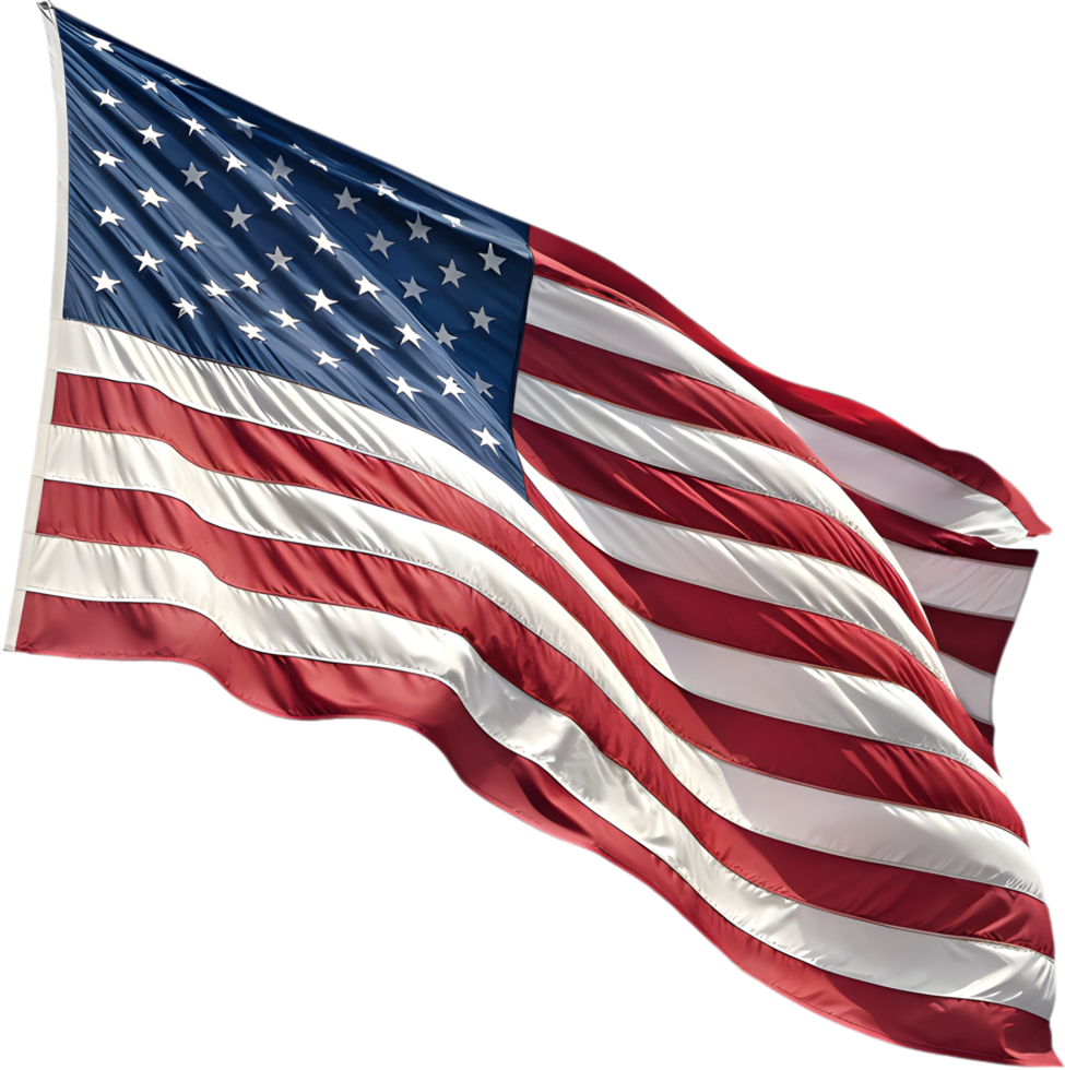 Stunning American flag clipart waving for July 4th designs. . png