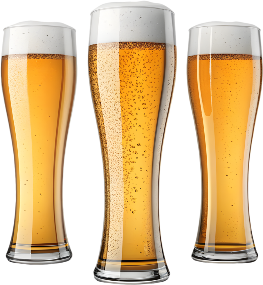 Perfectly poured beer glass with a smooth foam layer. . png