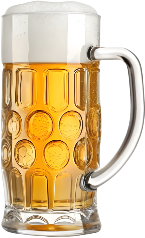 Refreshing beer glass with authentic foamy top texture. . png