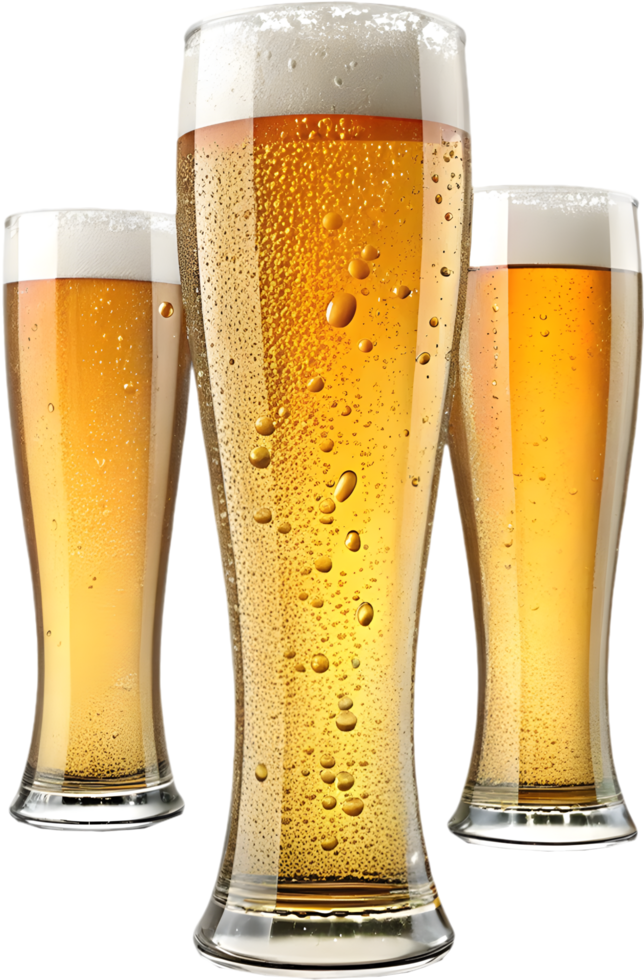 Crisp pilsner beer glass with artistic golden hues. . png