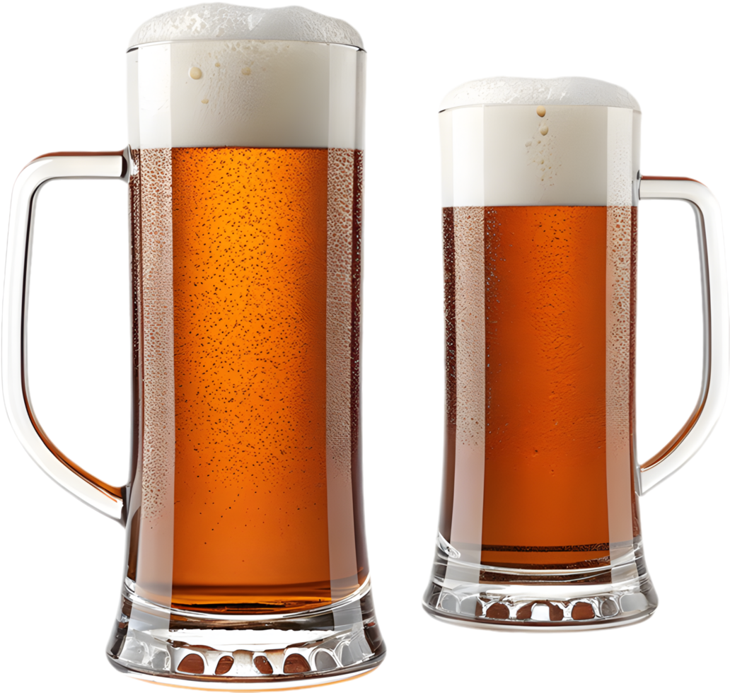 Beer glass with thick foam and golden ale. . png
