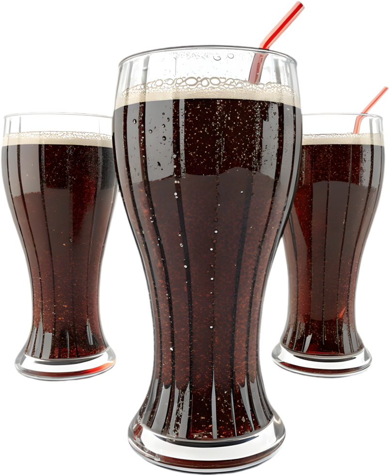 Chilled Glass of Cola Soda Iced Refreshing Softdrink Carbonated Beverage. . png