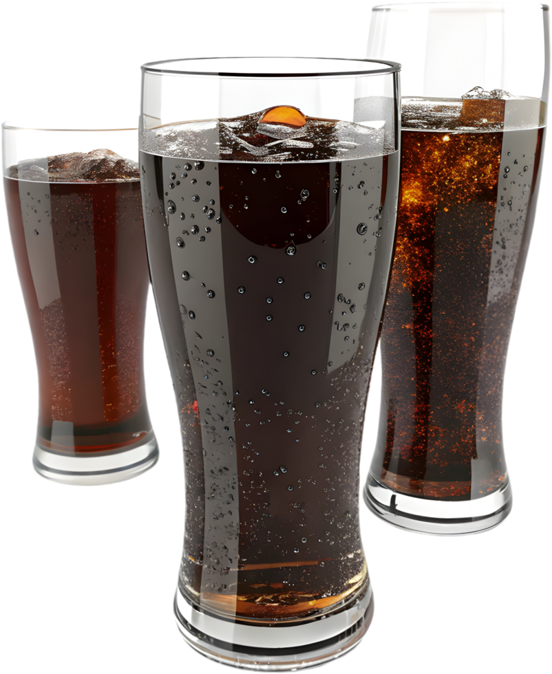 Glass of Cola Soda Cold Refreshing Softdrink Tasty Bubbly Beverage. . png