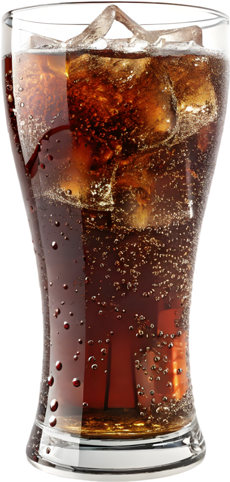 Ice-Cold Cola Soda Drink Bubbles Thirst Quenching Refreshing Glass. . png