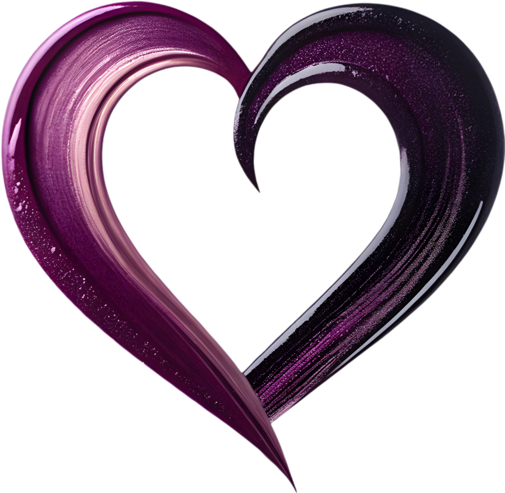 Elegant art design with heart-shaped curve in expressive brush strokes. . png