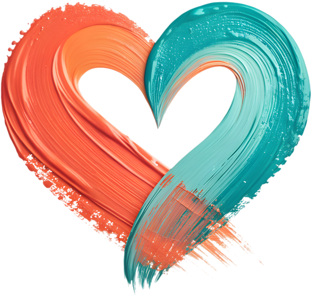 Heart-shaped expressive curve in artistic acrylic brushstroke design. . png