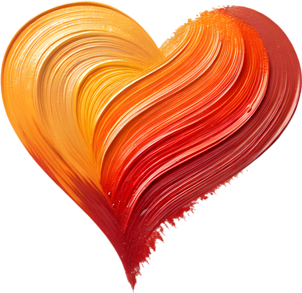 Expressive brush strokes forming an elegant heart-shaped curve in design. . png