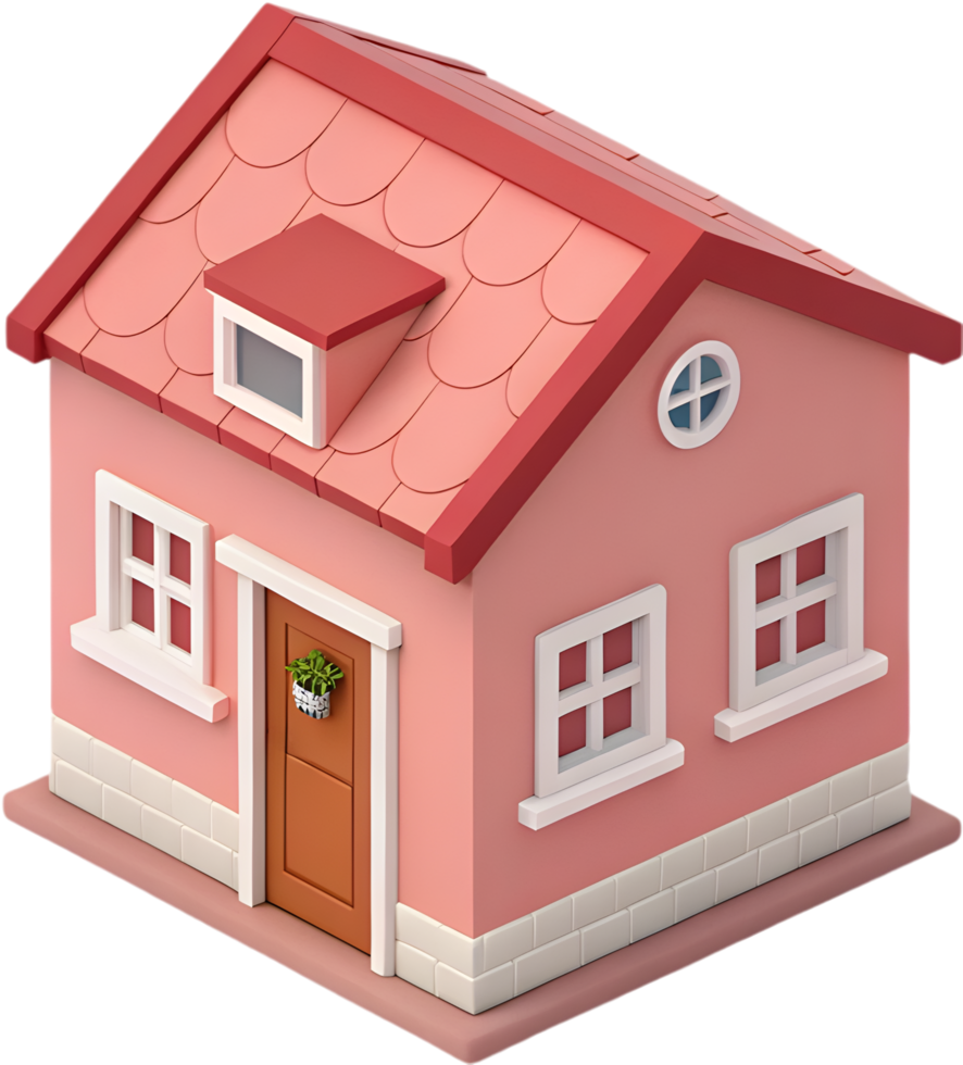 Simple cartoon house icon for home design, . png