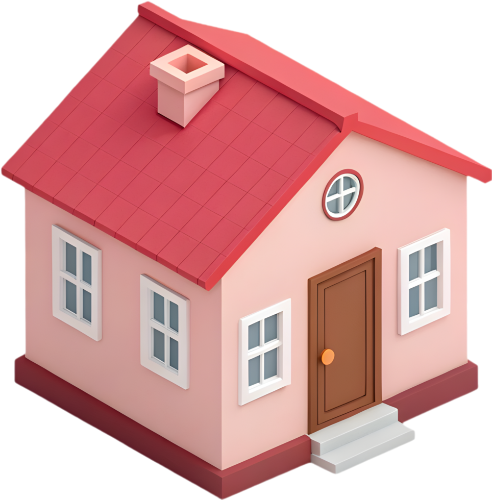 Family house design with cartoon home icon, . png