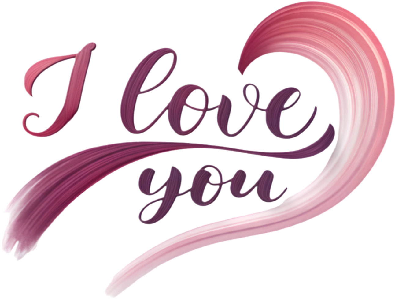 Heartwarming I love you calligraphy design, . png