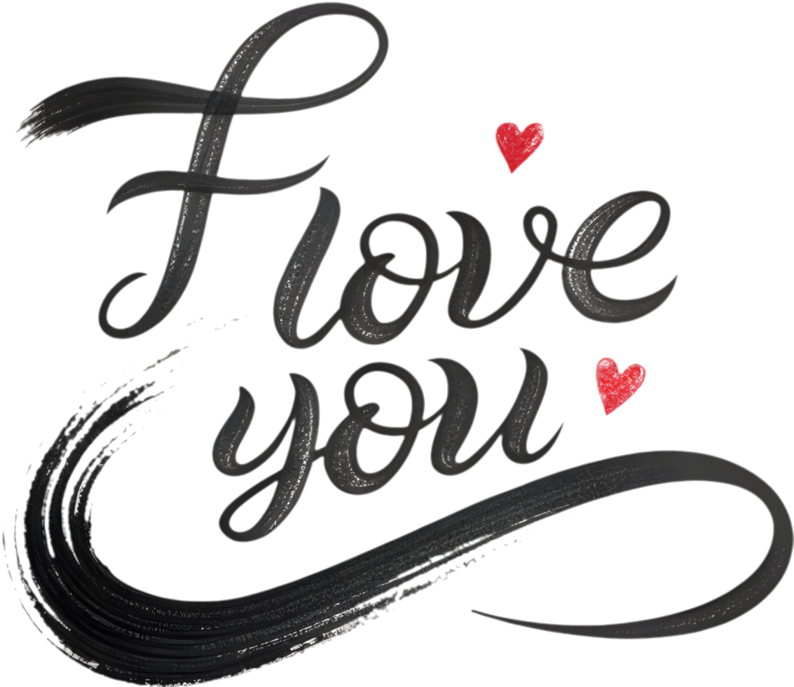 Heartfelt I love you cursive art design, . png