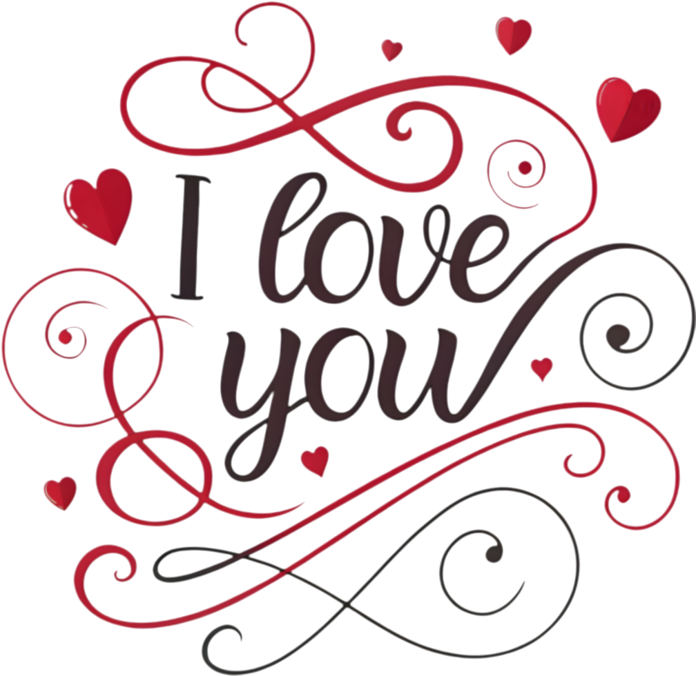 Romantic fancy script I love you design, . png
