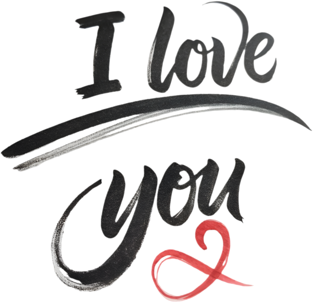Fancy I love you design in cursive, . png