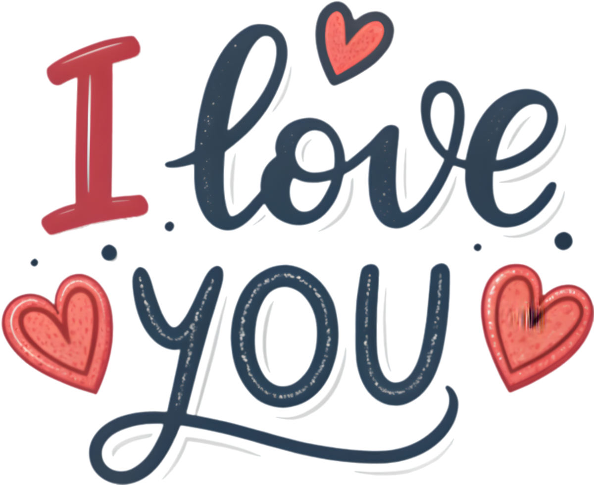 Beautiful I love you in calligraphy text, . png