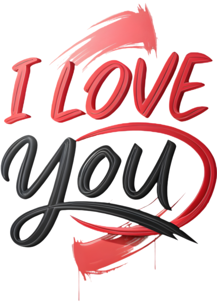 Romantic I love you in stylish script, . png