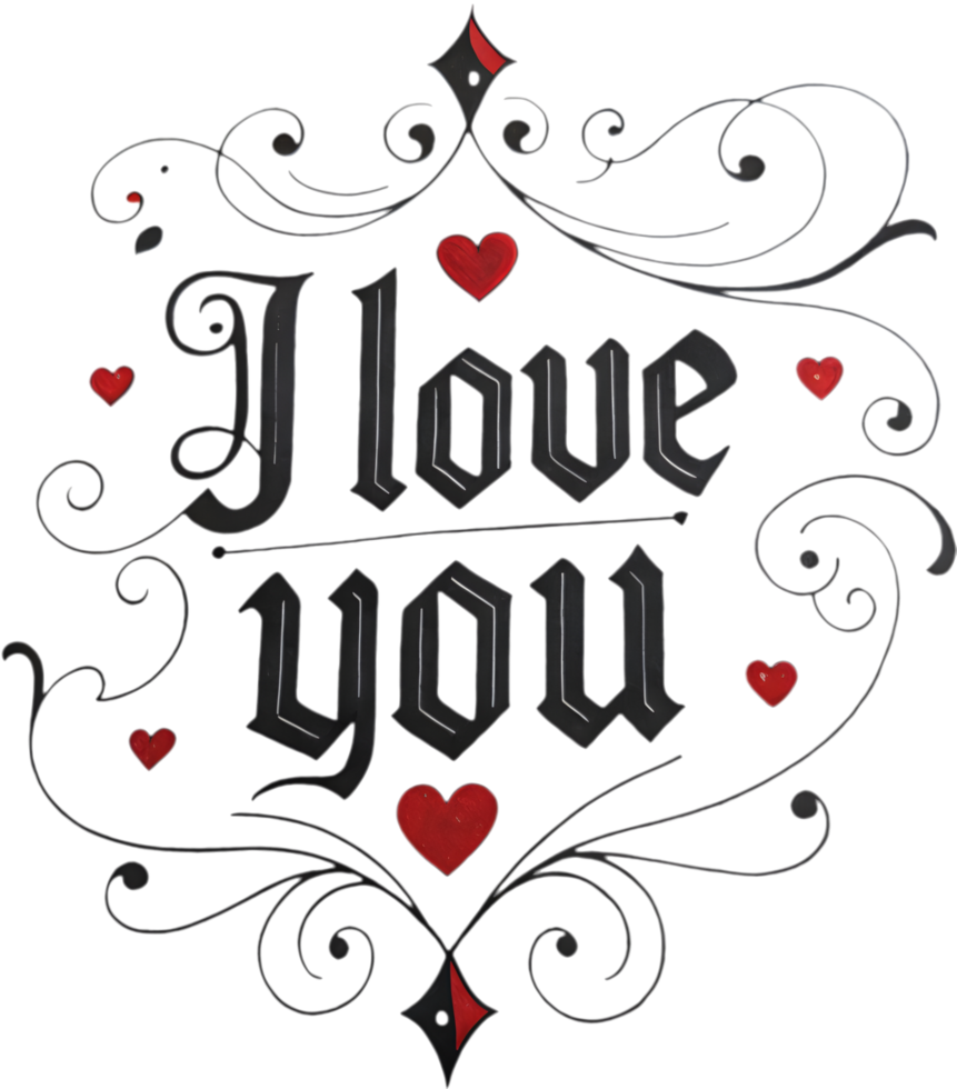Cursive I love you artful design, . png