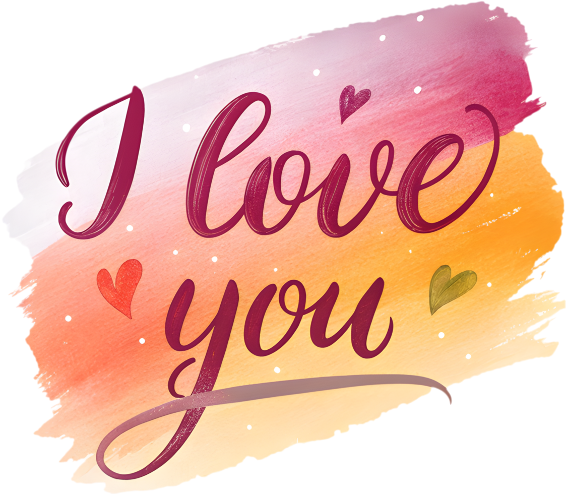 Heartfelt I love you calligraphy words, . png