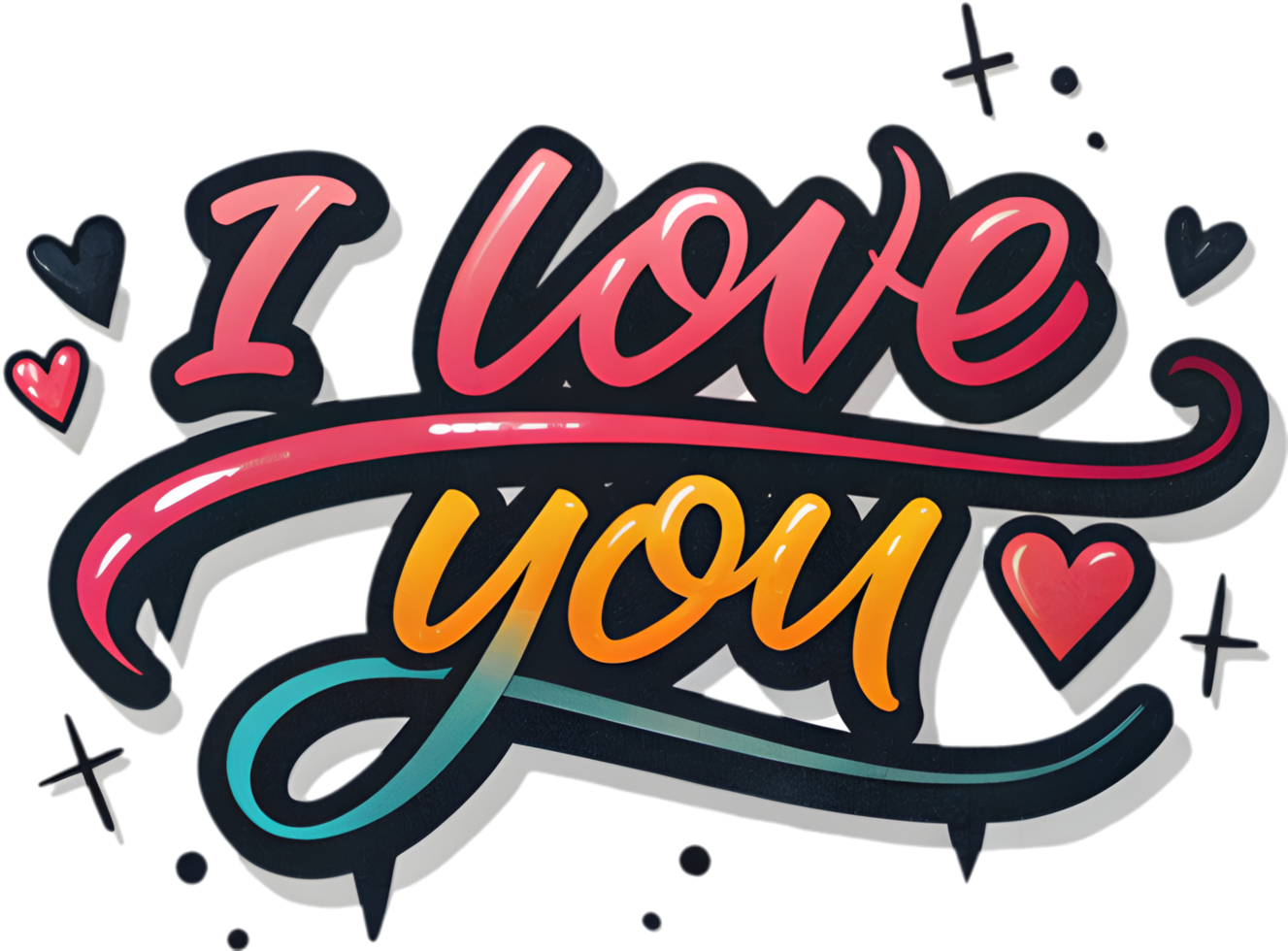 Handwritten I love you calligraphy words, . png