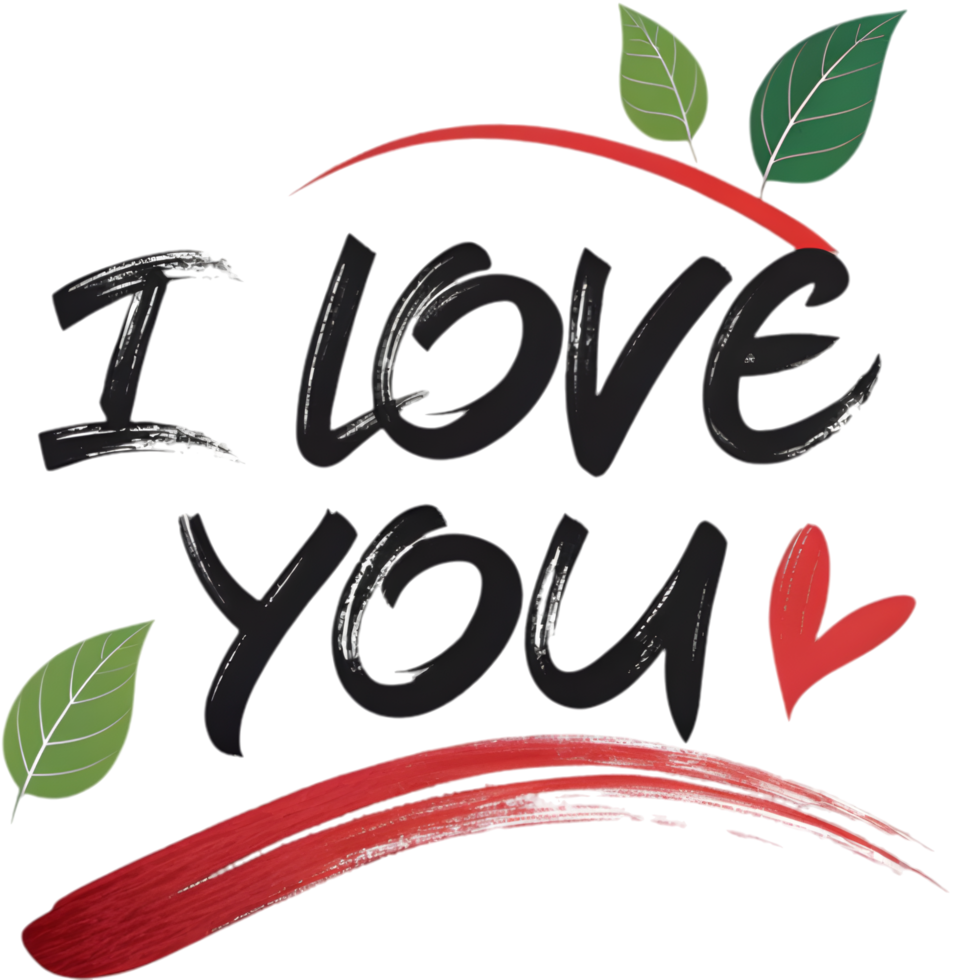 Romantic cursive I love you design, . png