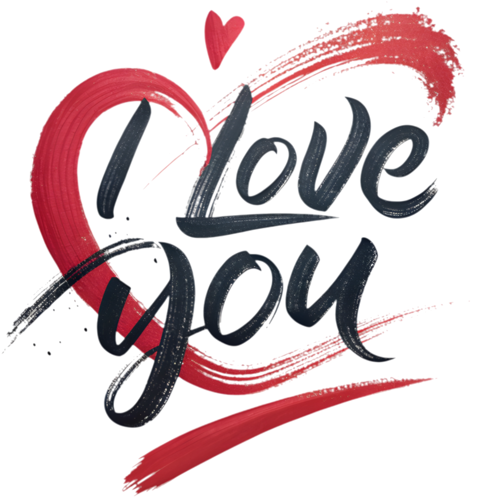 Affectionate I love you in calligraphy, . png