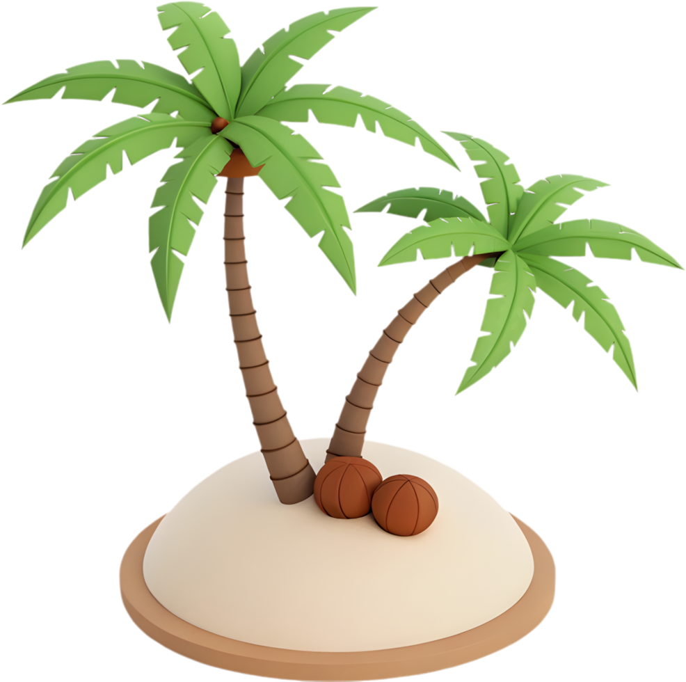 Cartoon Tropical Island Beach with Palm Trees. . png