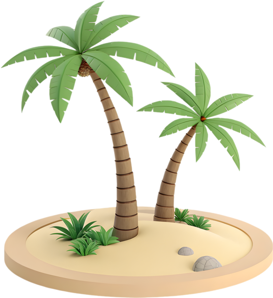 Summer Tropical Island with Palm Tree Artwork. . png