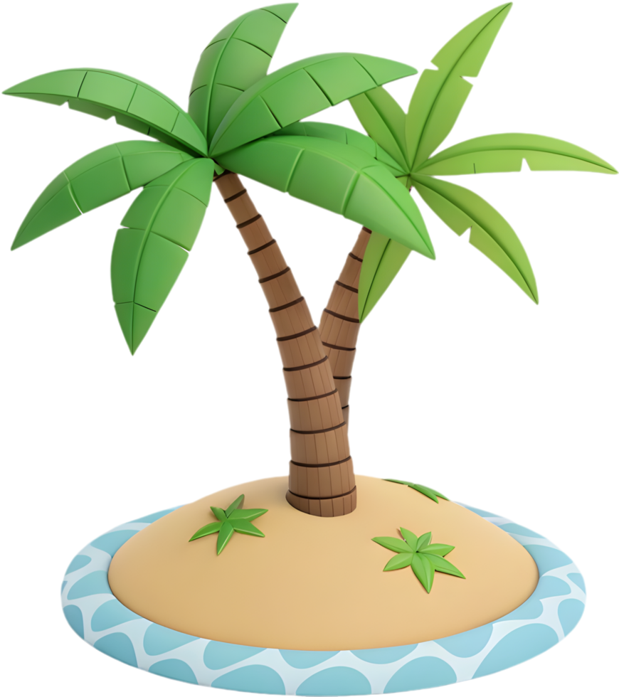 Tropical Beach Icon with Palm Tree for Designs. . png