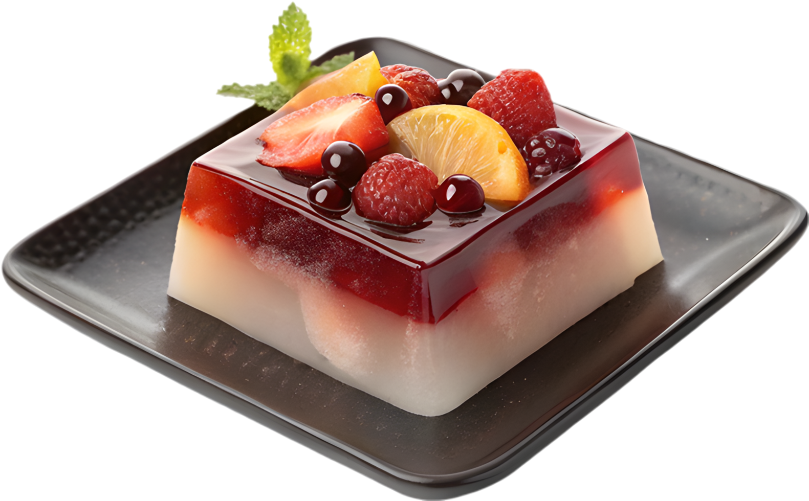 Elegant Traditional Japanese Anmitsu Dessert Presentation Clipart. . png
