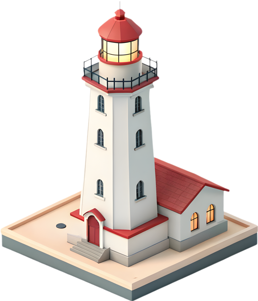 Ocean Navigation Lighthouse Icon Featuring Glowing Beacon. . png