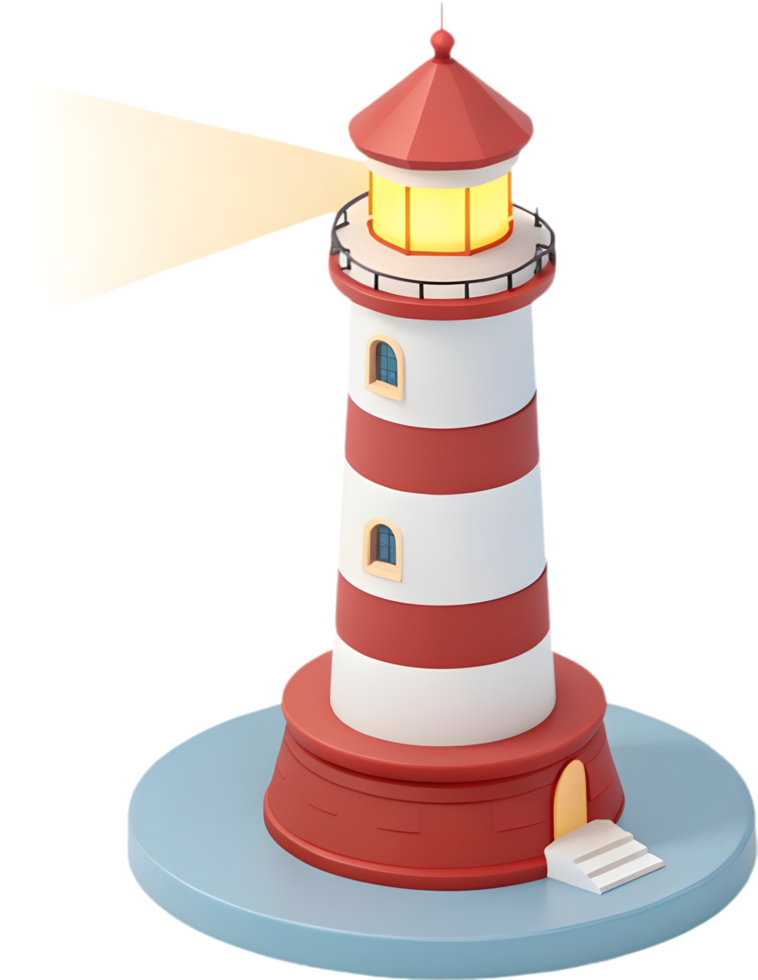 Glowing Beacon Lighthouse Icon with Coastal Maritime Design. . png