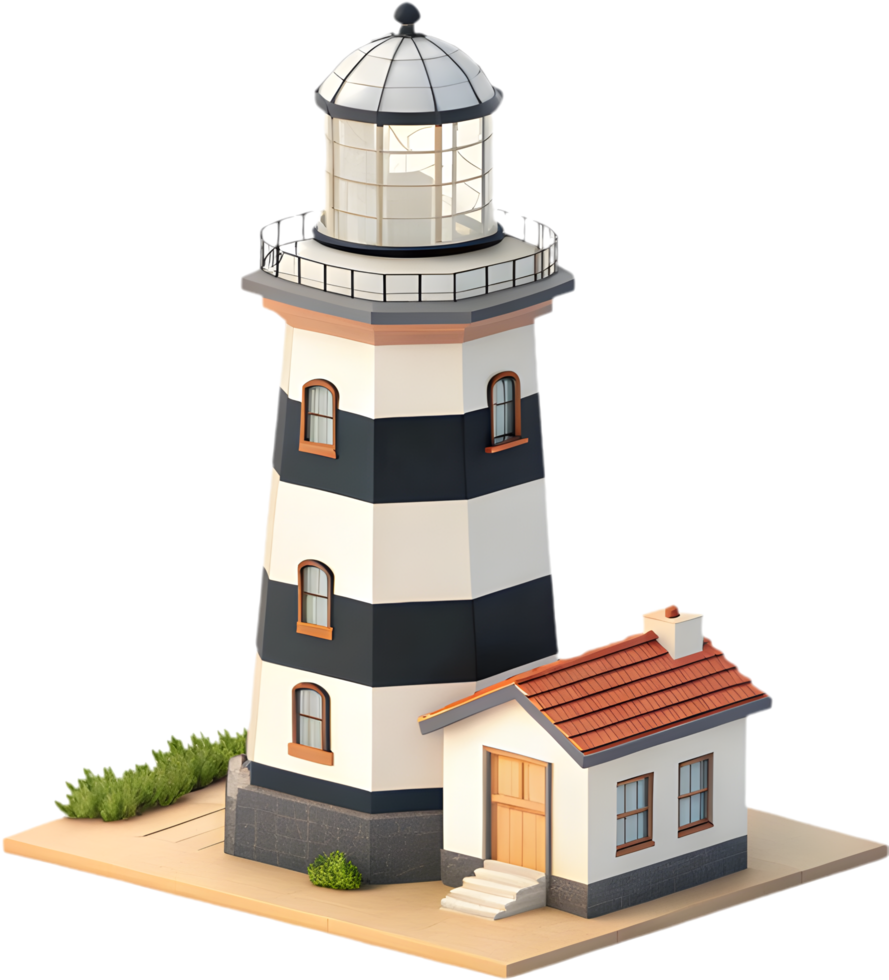 Glowing Beacon Lighthouse Icon with Coastal Navigation Symbol. . png