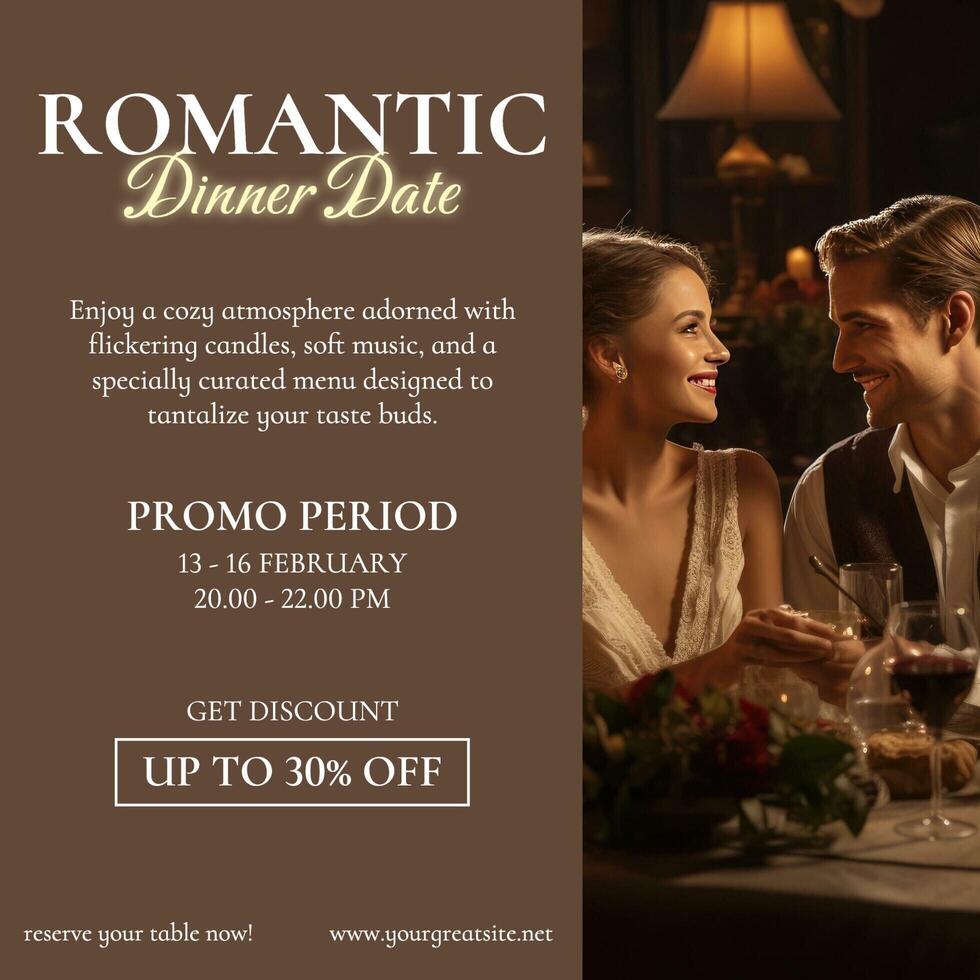 Brown Valentine Dinner Invitation Instagram Post template