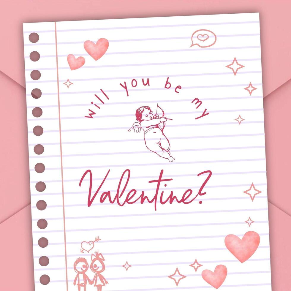 Be My Valentine Doodle Instagram Post template