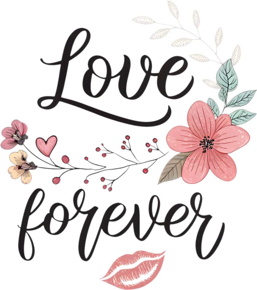 Handwritten love calligraphy for Love You Forever theme. . png