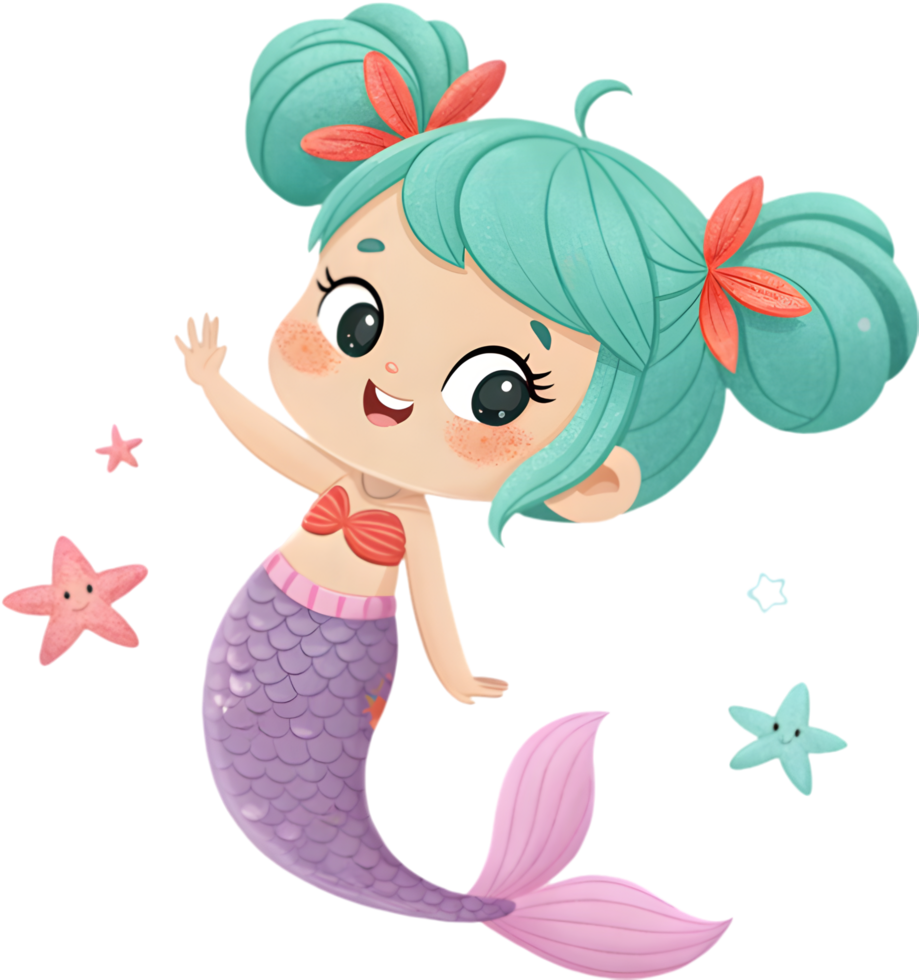 Magical mermaid illustration for ocean and fantasy projects. . png