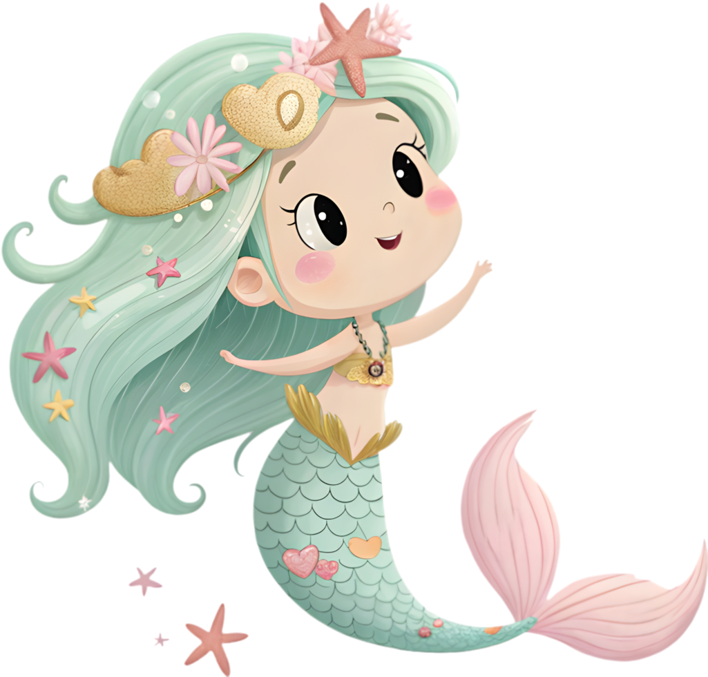 Creative cartoon mermaid clipart for magical fairytale designs. . png
