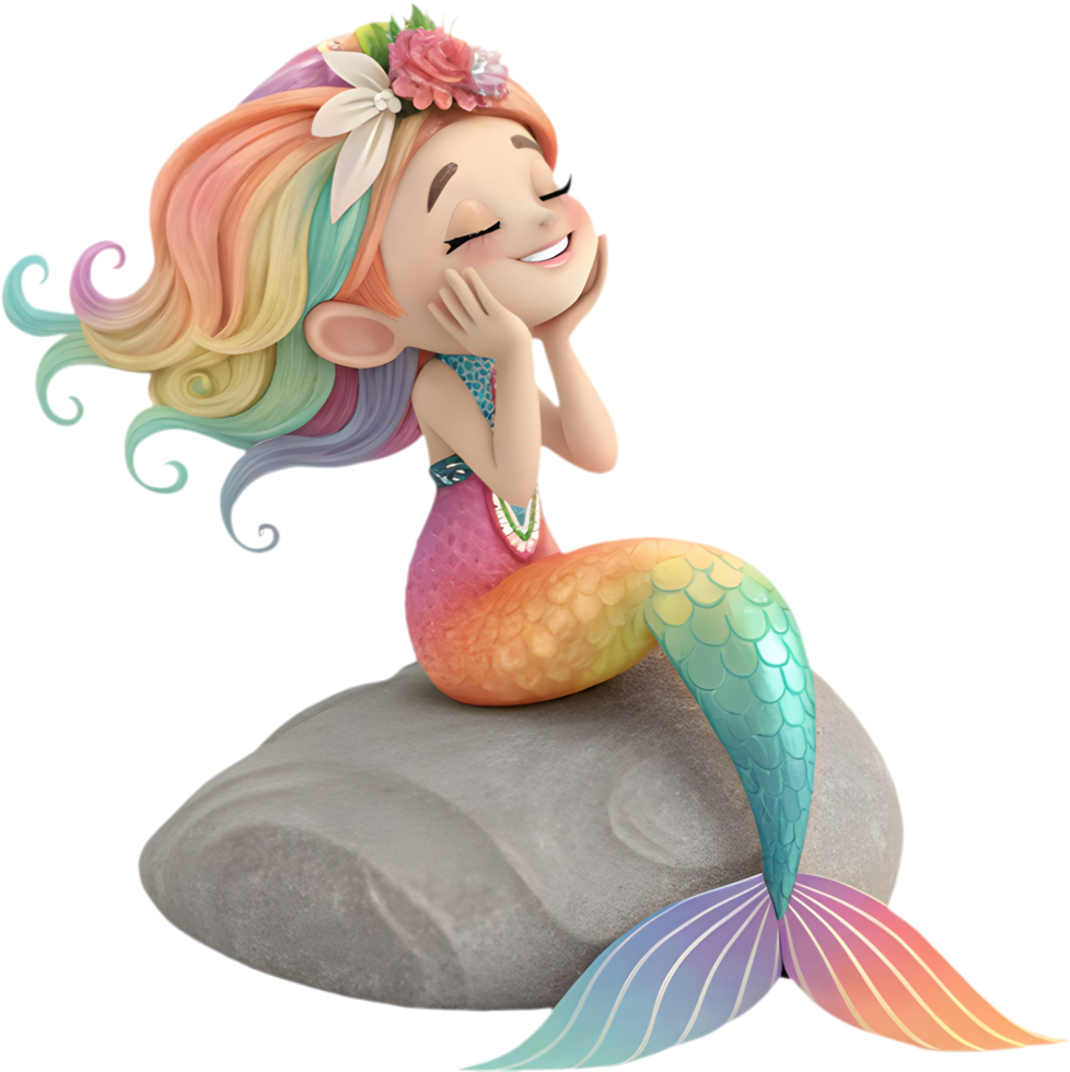 Magical cartoon mermaid for fairytale-themed design projects. . png