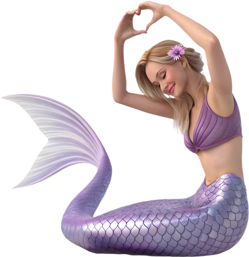 Adorable mermaid design for fairytale and underwater artwork. . png